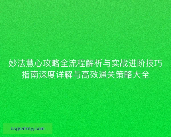 妙法慧心攻略全流程解析与实战进阶技巧指南深度详解与高效通关策略大全